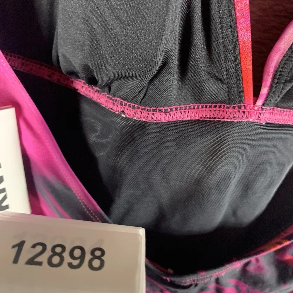 DKNY Women's Swimsuit M One Piece Pink Abstract Mirage Halter Tie Neck NWT - Picture 7 of 7